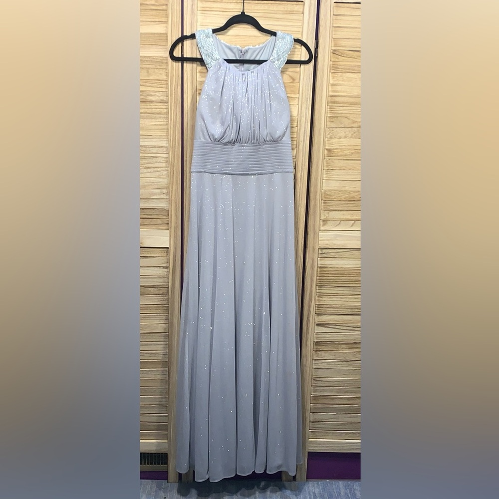Cachet Maxi Dresses Silver Sparkle Size 6